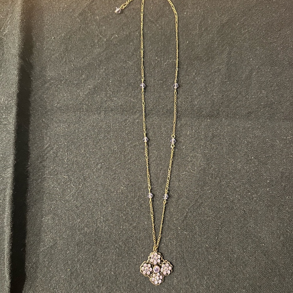 Liz Palacios necklace with purple stones